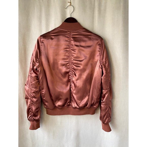 Topshop Rose/Rust Sheen Bomber - Picture 4 of 8